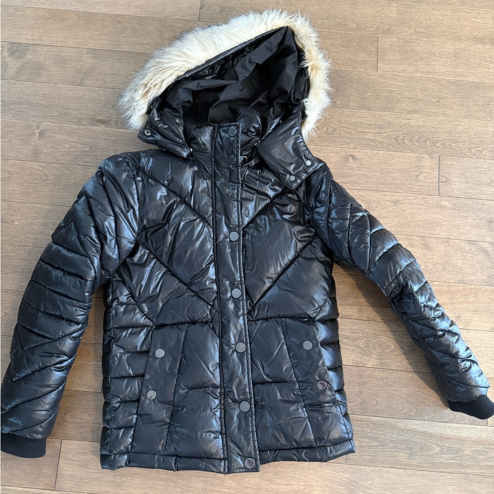 Girls Pajar Winter Black Jacket with Faux Fur Hood